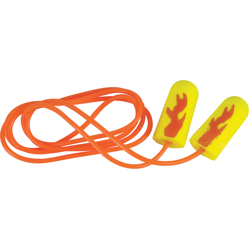 Bouchons d'oreilles &eacute;clat n&eacute;on jaune E-A-Rsoft, Vrac - Sac en poly, Avec cordon Distribution Élite MP