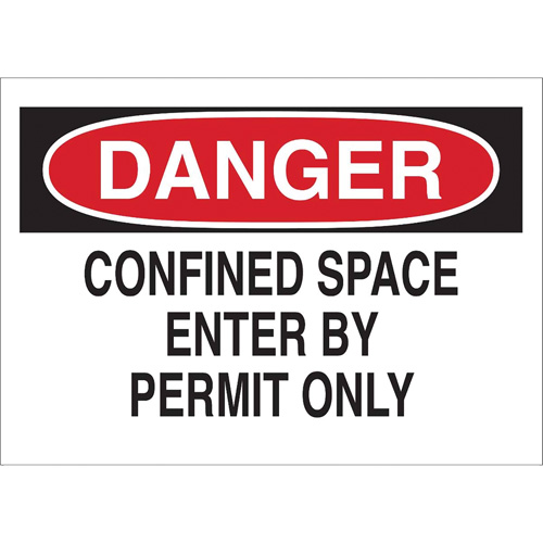 "DANGER Confined Space Enter By Permit Only" Sign, 10" x 14", Polystyrene, English Distribution Élite MP