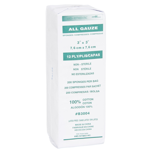 Gauze Sponges, Pad, 3" L x 3" W, Medical Device Class 1 Distribution Élite MP
