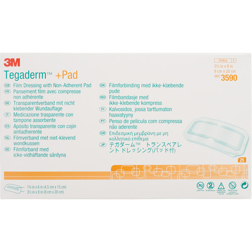 Pansement transparent Tegaderm avec tampon absorbant, Rectangulaire/carr&eacute;e, 8", Plastique, St&eacute;rile Distribution Élite MP