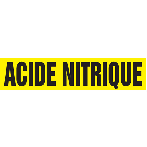 Marqueurs de tuyau "Acide Nitrique", Autocollant, 2-1/2" h x 12" la, Noir sur jaune Distribution Élite MP