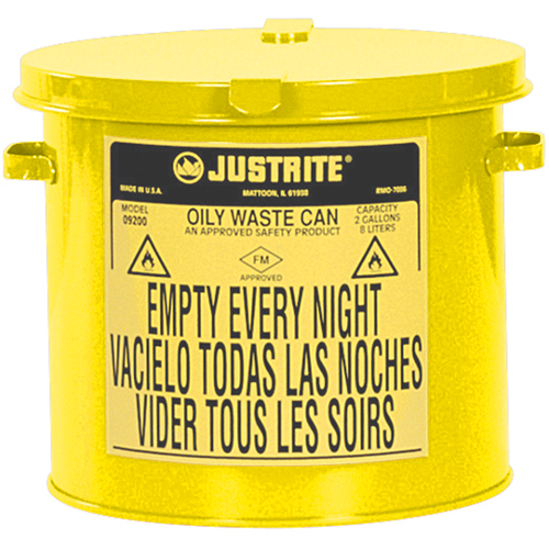 Contenants pour d&eacute;chets huileux, Homologu&eacute; FM/List&eacute; UL, 2 gal. US, Jaune Distribution Élite MP