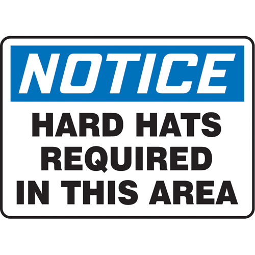 Enseigne  Hard Hats Required , 7" x 10", Vinyle, Anglais Distribution Élite MP