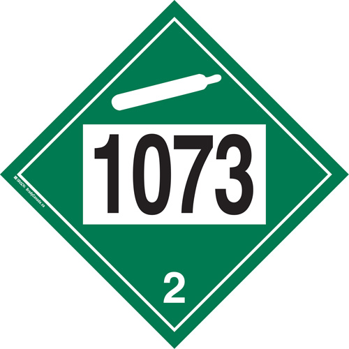 Plaque-&eacute;tiquette TMD 1073 pour gaz ininflammable oxyg&egrave;ne liqu&eacute;fi&eacute;, Plastique Distribution Élite MP