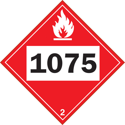 Plaque-&eacute;tiquette TMD 1075 pour gaz inflammable oxyg&egrave;ne liqu&eacute;fi&eacute;, Plastique Distribution Élite MP