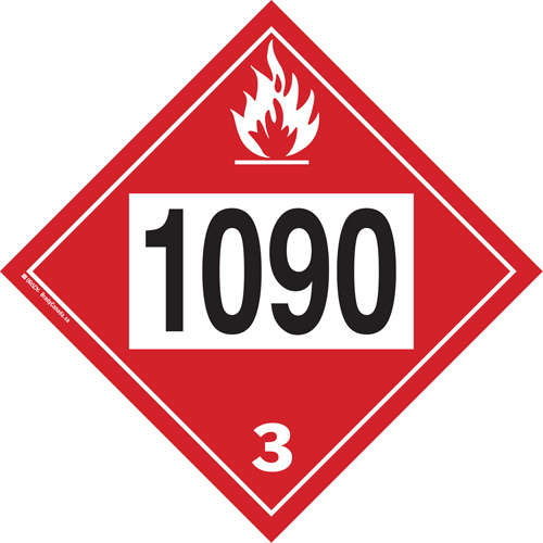 Plaque-&eacute;tiquette TMD 1090 pour liquide inflammable ac&eacute;tone, Plastique Distribution Élite MP