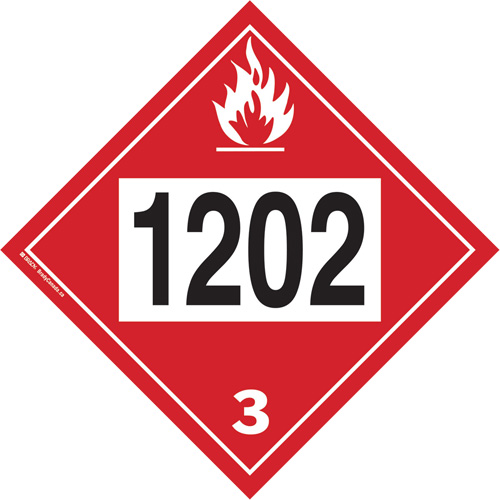 1202 Fuel Oil Flammable Liquid TDG Placard, Plastic Distribution Élite MP