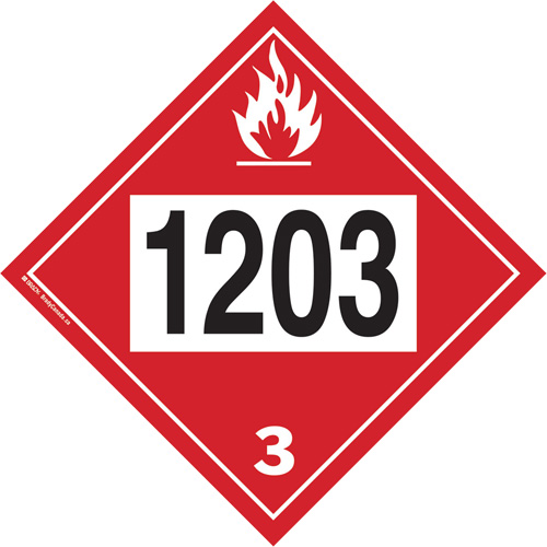 Plaque-&eacute;tiquette TMD 1203 pour liquide inflammable essence & essence-alcohol, Plastique Distribution Élite MP