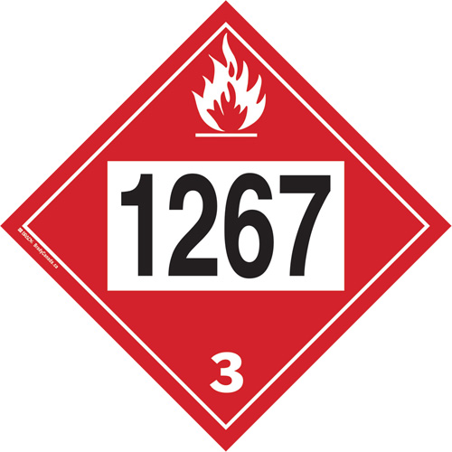 1267 Petroleum Crude Oil Flammable Liquid TDG Placard, Adhesive Vinyl Distribution Élite MP