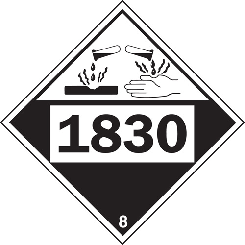 1830 Sulphuric Acid Corrosive Materials TDG Placard, Plastic Distribution Élite MP