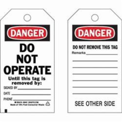 Self-Laminating Safety Tags, Polyester, 3" W x 5-3/4" H, English Distribution Élite MP