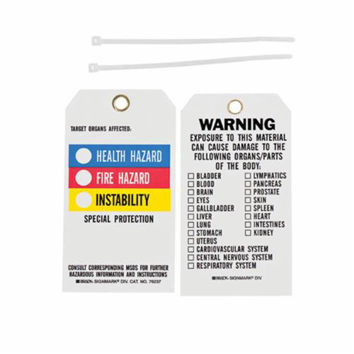 Right-To-Know Tags, Polyester, 3" W x 5-3/4" H, English Distribution Élite MP