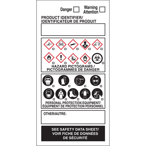 OTS WHMIS Labels, Vinyl, Sheet, 4" L x 2" W Distribution Élite MP