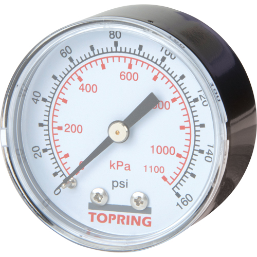 Mini r&eacute;gulateurs - Manom&egrave;tre de remplacement,  2", 0 - 160 psi, Fixation arri&egrave;re, Analogique Distribution Élite MP