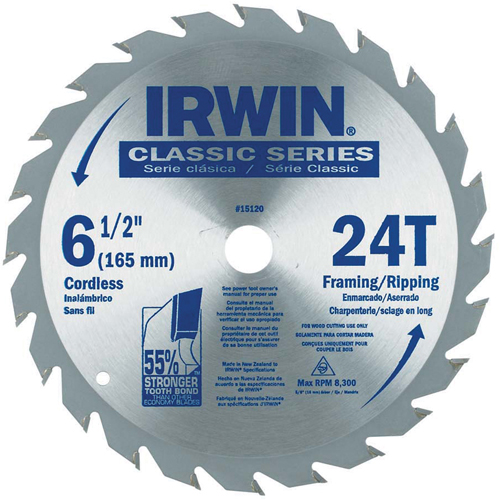 Lames de scie pour entrepreneur - Lames de scie de s&eacute;rie classique, 6-1/2", 24 dents, Pour Bois Distribution Élite MP