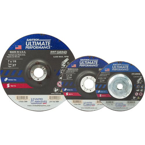 Saitech Ultimate Performance Grinding Wheel, 4" x 1/4", 5/8" Arbor, Aluminum Oxide/Ceramic, Type 27 Distribution Élite MP