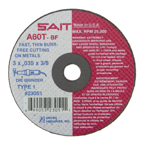 Cut-Off Wheel (A36T), 3" x 0.035", 3/8" Arbor, Type 1, Aluminum Oxide, 25000 RPM Distribution Élite MP