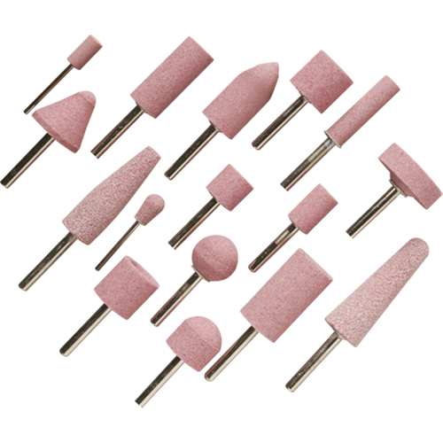 Meules vitrifi&eacute;es mont&eacute;es sur tige A60R, A12, Oxyde d'aluminium, 11/16" dia., 1-1/4" lo, 60 Grain Distribution Élite MP