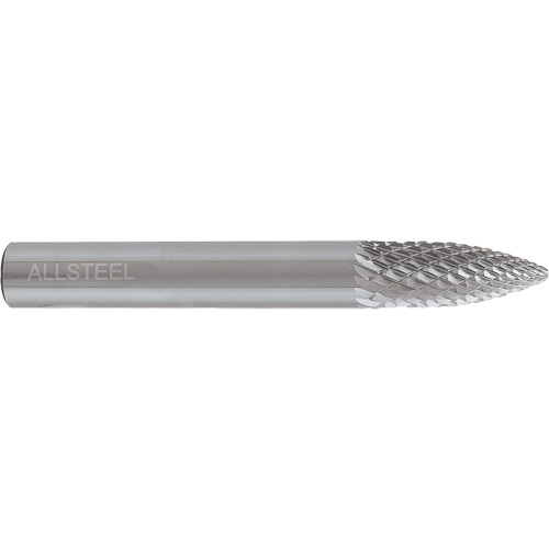 AllSteel Tapered Shape Carbide Burr, SG-5, 1/2" Dia., 1/4" Shank, 1" Depth of Cut Distribution Élite MP