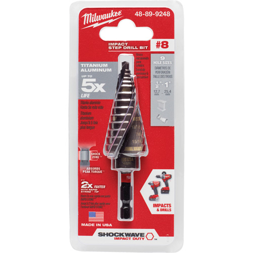 Foret &eacute;tag&eacute; #8 Shockwave Impact Duty, 1/2" - 1", Incr&eacute;ments de 1/16", Titane Distribution Élite MP