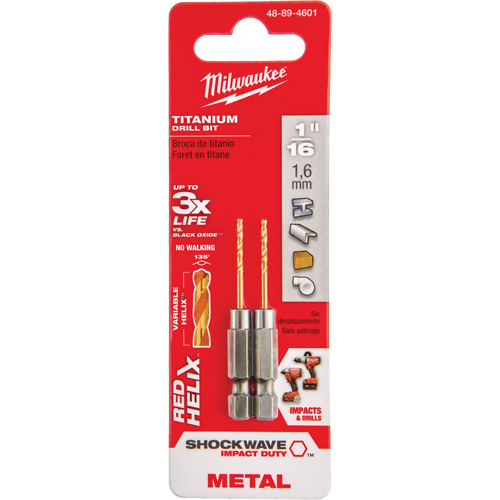 Shockwave Drill Bit, 1/16", Titanium, 5/8" Flute, 135° Point Distribution Élite MP