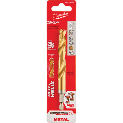Shockwave Drill Bit, 1/2", Titanium, 3-21/64 Flute, 135° Point Distribution Élite MP