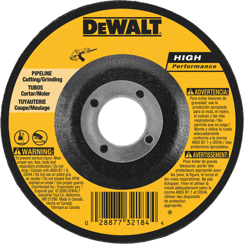 Meule haute performance pour pipeline, 5" x 1/8", Arbre 7/8", Oxyde d'aluminium, Type 27 Distribution Élite MP