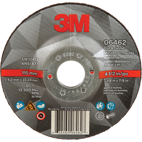 Cut & Grind Wheel, 4-1/2" x 1/8", 7/8" Arbor, Type 27, Ceramic Distribution Élite MP