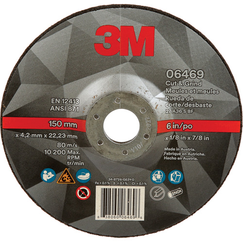 Cut & Grind Wheel, 6" x 1/8", 7/8" Arbor, Type 27, Ceramic Distribution Élite MP