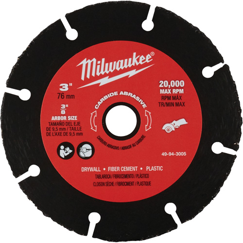 Lame abrasive au carbure, 3" x Arbre de 3/8", Carbure de silicium, 20 000 Tr/min Distribution Élite MP