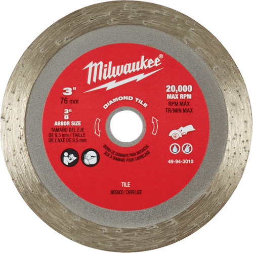 Lame pour coupe de carreaux, 3" x Arbre de 3/8", Losange, 20 000 Tr/min Distribution Élite MP