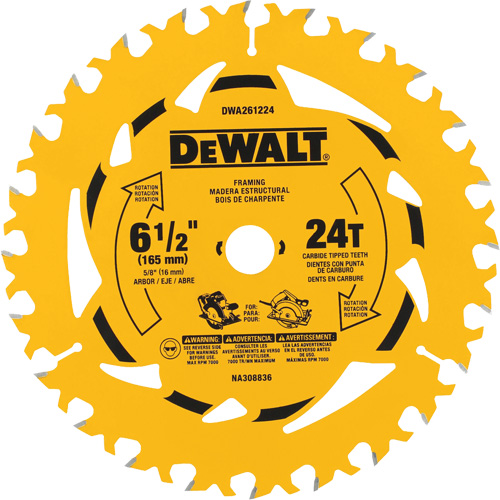 Carbide-Tipped Framing Circular Saw Blade, 6-1/2", 24 Teeth, Wood Use Distribution Élite MP