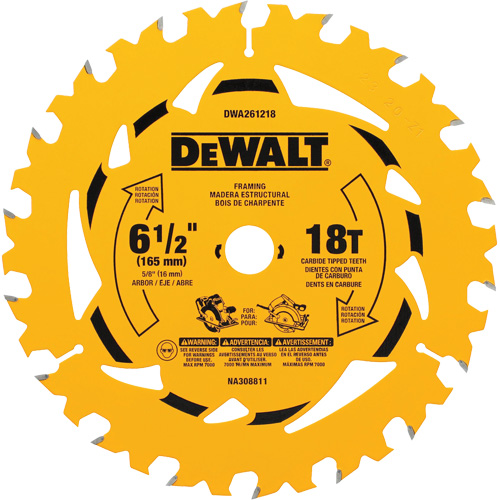 Lame de scie circulaire &agrave; charpente, 6-1/2", 18 dents, Pour Bois Distribution Élite MP