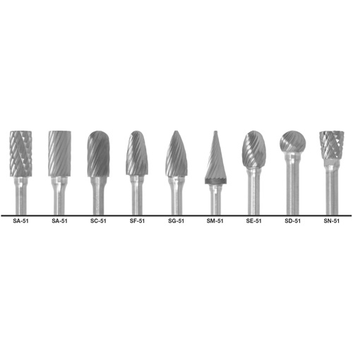1855 Double Cut Carbide Burr Set, 9 Pieces Distribution Élite MP
