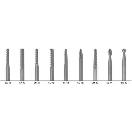 CLE-LINE 1855 Double Cut Carbide Burr Set, 9 Pieces Distribution Élite MP