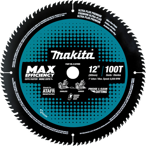 Lames Max-Efficiency, id&eacute;ales pour les scies &agrave; onglets sans fil, 12", 100 dents, Pour Finition Distribution Élite MP