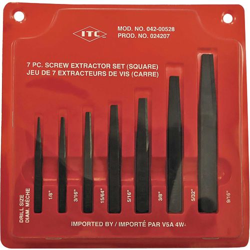 ISE-7 Ensemble d'extracteurs de vis carr&eacute;es 7 pi&egrave;ces, Pour vis de 1/8" - 9/16" Distribution Élite MP