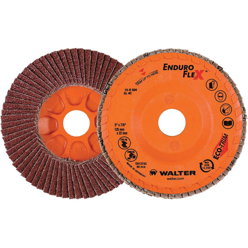 Disque &agrave; lamelles Enduro-Flex, 5" x 7/8", Type 27, Grain 40, Alumine de zirconium Distribution Élite MP