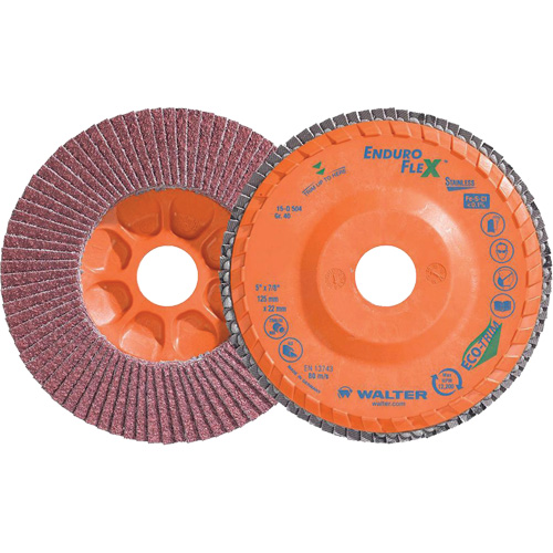 Enduro-Flex Stainless Flap Disc, 5" x 5", Type 27, 40 Grit, Zirconia Alumina Distribution Élite MP