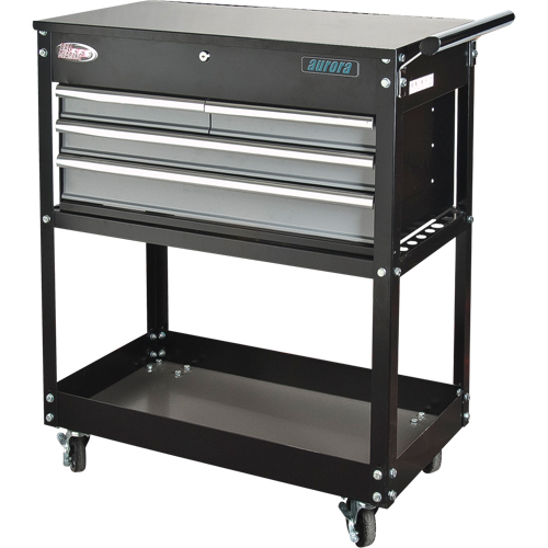 Utility Cart, 4 Drawers, 18" L x 33" W x 39" H, Black Distribution Élite MP