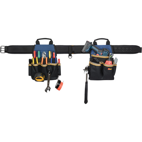 Combin&eacute;s de ceinture &agrave; outils &agrave; 20 pochettes, Polyester, Noir Distribution Élite MP