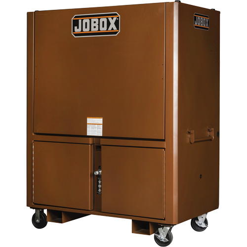 Coffre de chantier et surface de travail sur le terrain, 33" la x 63" p x 80" h, Acier, Rouge Distribution Élite MP