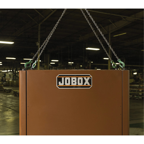 Coffre de chantier et surface de travail sur le terrain, 33" la x 63" p x 80" h, Acier, Rouge Distribution Élite MP