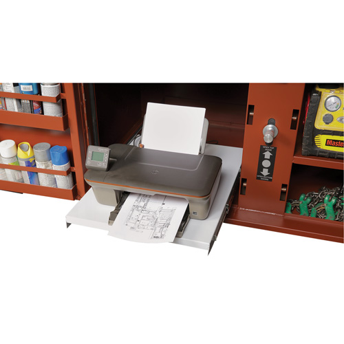 Coffre de chantier et surface de travail sur le terrain, 33" la x 63" p x 80" h, Acier, Rouge Distribution Élite MP