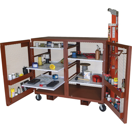 Mobile Mesh Cabinet, Steel, 49 Cubic Feet, Red Distribution Élite MP