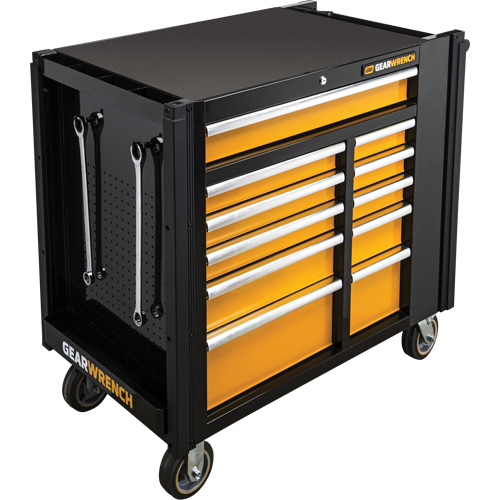 Powered Tool Cart, 11 Drawers, 42-1/2" W x 24-7/16" D x 41" H, Black/Orange Distribution Élite MP