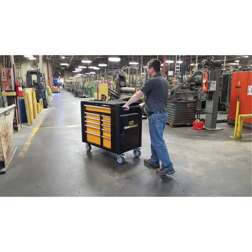 Powered Tool Cart, 11 Drawers, 42-1/2" W x 24-7/16" D x 41" H, Black/Orange Distribution Élite MP