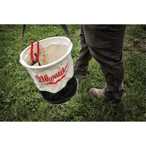 Utility Bucket, 11-4/5" L x 11-4/5" W x 14-3/5" H, Canvas, Beige/Black Distribution Élite MP
