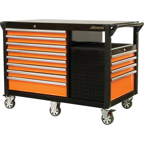 Industrial Cart, 12 Drawers, 31-5/8" L x 52-1/2" W x 40-1/4" H, Black/Orange Distribution Élite MP