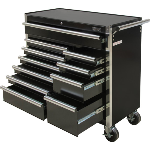 Chariot &agrave; outils industriel, 11 tiroirs, 41" la x 18-3/4" p x 39-1/3" h, Noir Distribution Élite MP